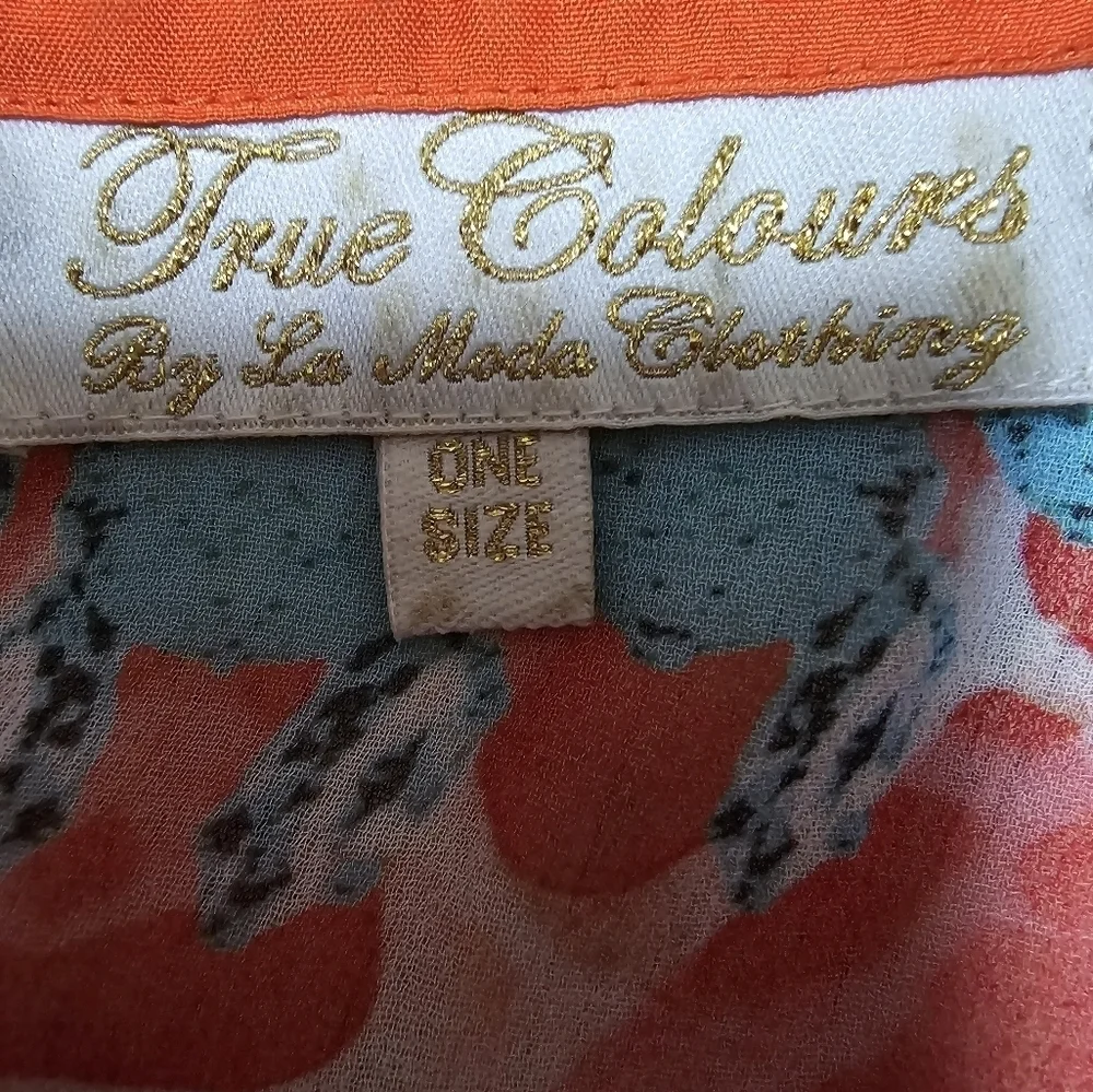 True colors sheer cover up color orange with rhinestones embellishment one size - Picture 8 of 8